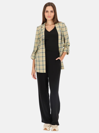 Beżowy blazer damski w kratkę L'AF Roxa