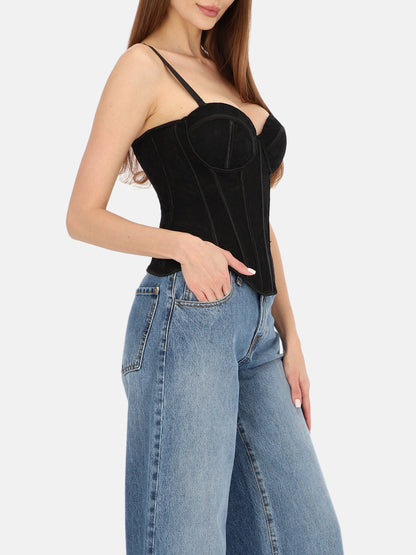 Zmysłowy czarny koronkowy gorset top bustier na wieczór Luna