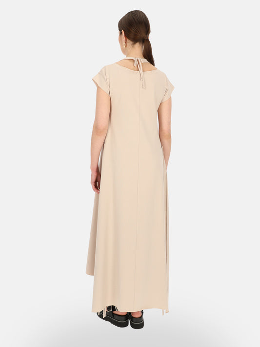 Beżowa sukienka maxi z nadrukiem Eye For Fashion