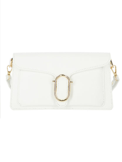 Elegancka torebka damska biała crossbody z klapą L’AF