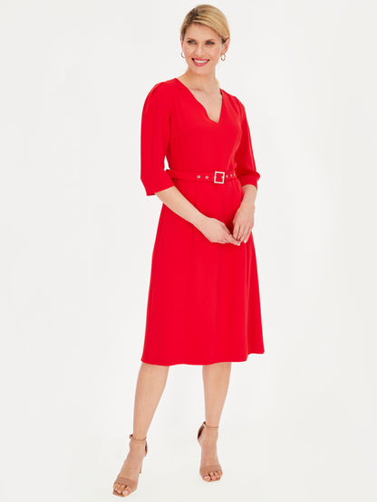 Elegancka czerwona sukienka z paskiem Potis & Verso Taylor