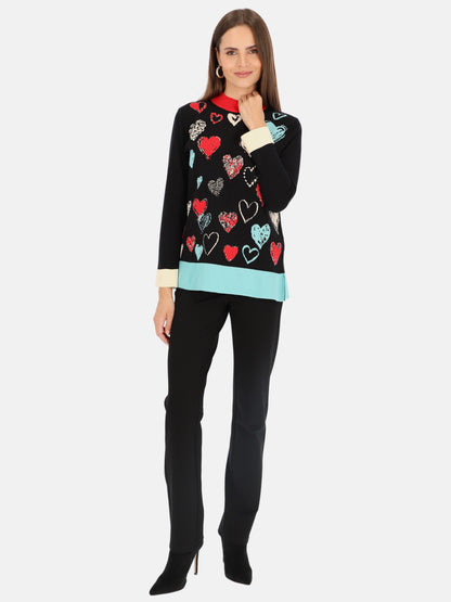 Sweter damski w kolorowe serca Tinta Eira
