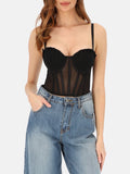 Elegancki czarny dopasowany gorset top bustier na wieczór Alessia
