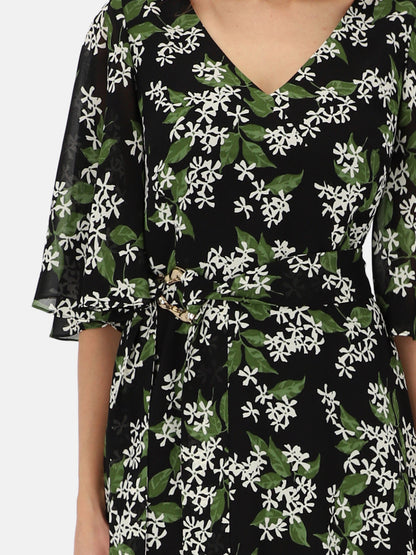 Czarna elegancka sukienka w kwiaty L’AF Jasmin