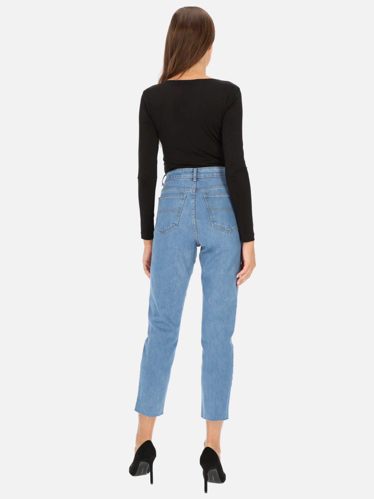 Damskie jeansy mom fit z surowym wykończeniem nogawek L'AF Taga