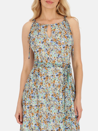 Elegancka sukienka w kwiaty maxi z szarfą L’AF Vega