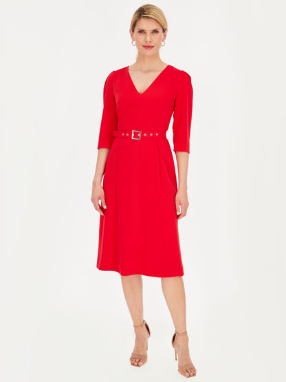 Elegancka czerwona sukienka z paskiem Potis & Verso Taylor
