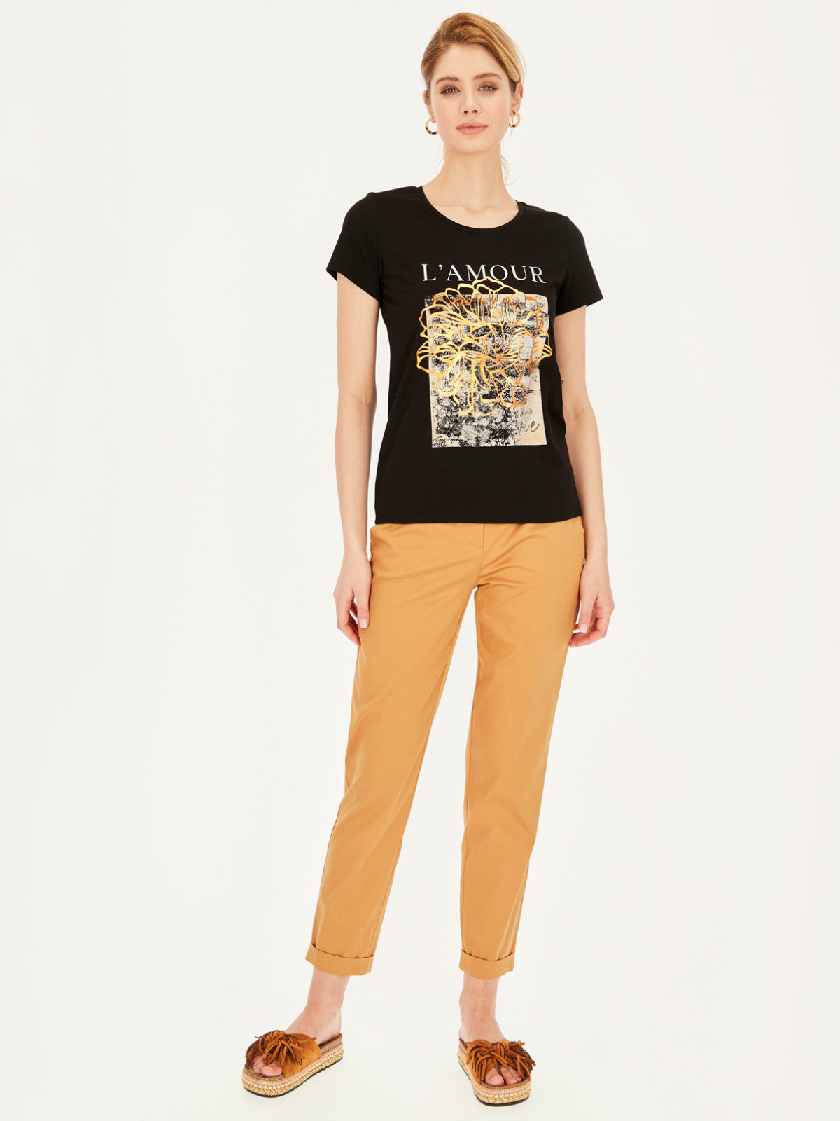 Dzianinowy t-shirt z nadrukiem L'AF Lola