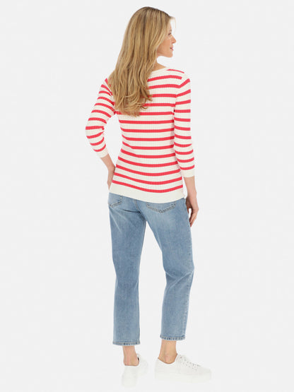 Biało-czerwony  longsleeve damski Red Button Cable
