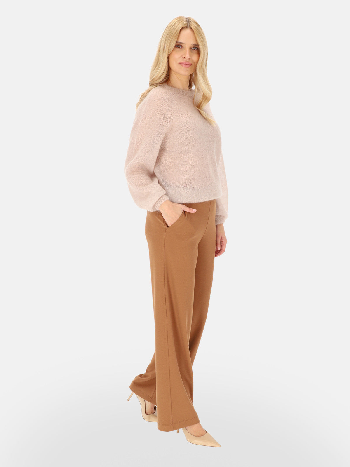 Beżowy lekki sweter damski moherowy L’AF Kora