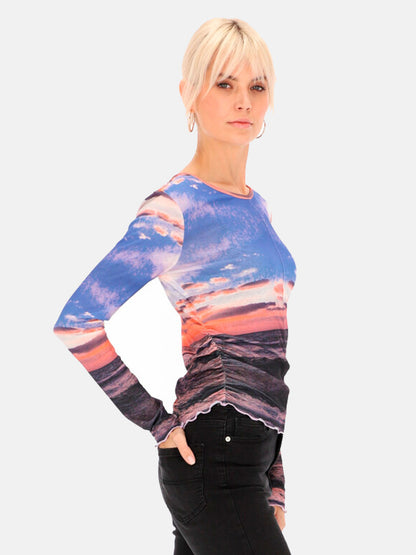 Dzianinowa bluzka z marszczeniami po bokach Eye For Fashion Swejn