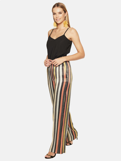 Lejące spodnie damskie na gumce w paski L'AF Korsika
