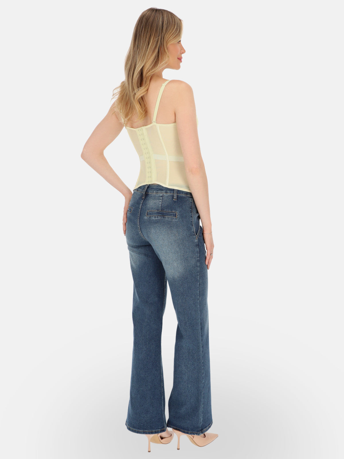 Słoneczny żółty dopasowany gorset top bustier na lato Bruna