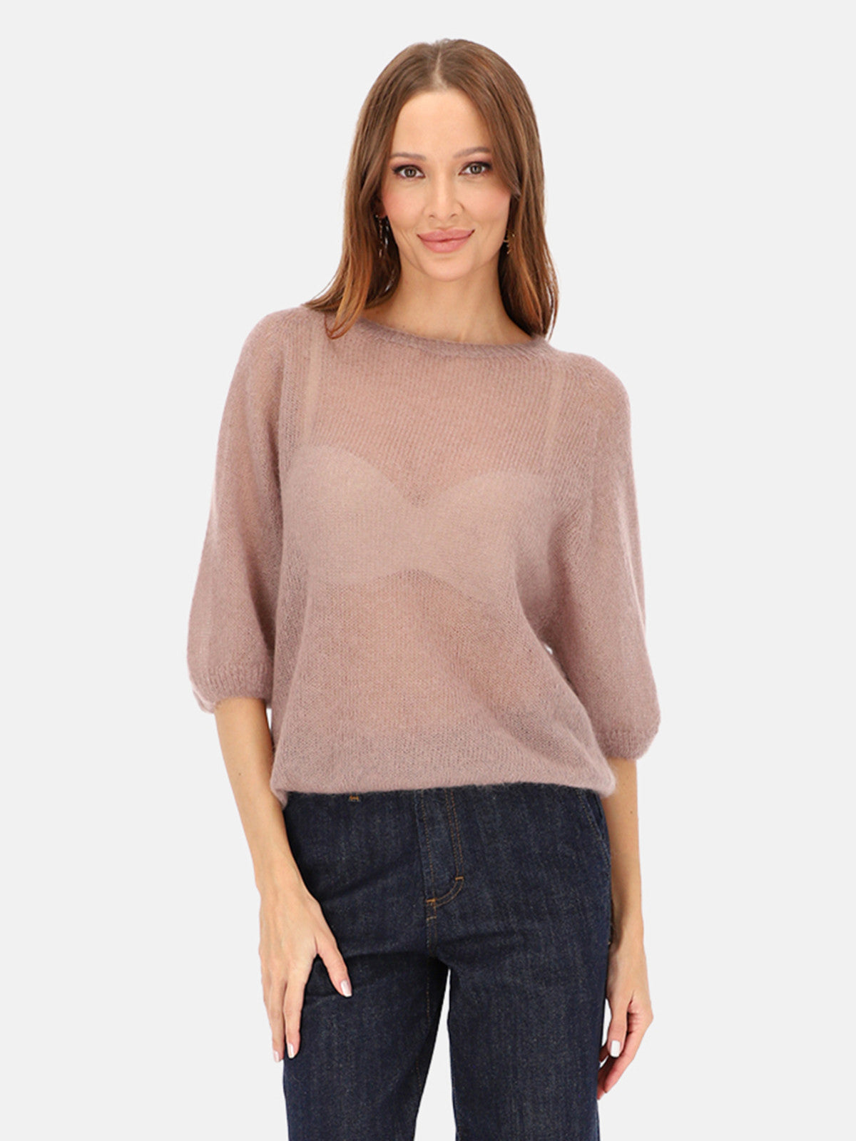 Beżowy sweter moherowy damski L'AF Era