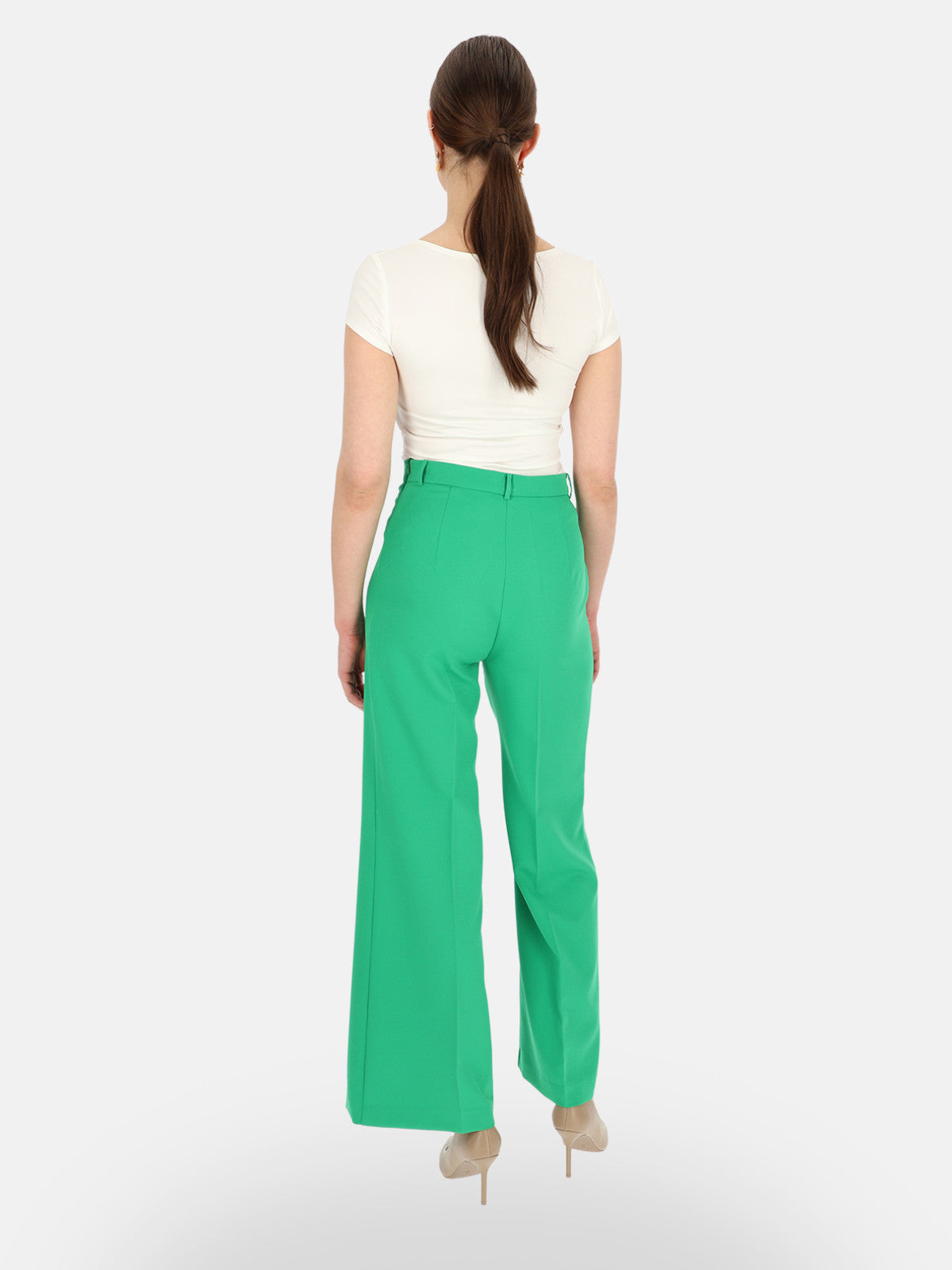 Zielone spodnie typu Wide Leg Eye For Fashion