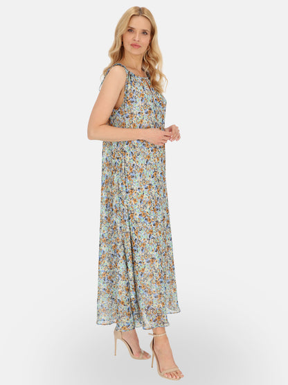 Elegancka sukienka w kwiaty maxi z szarfą L’AF Vega