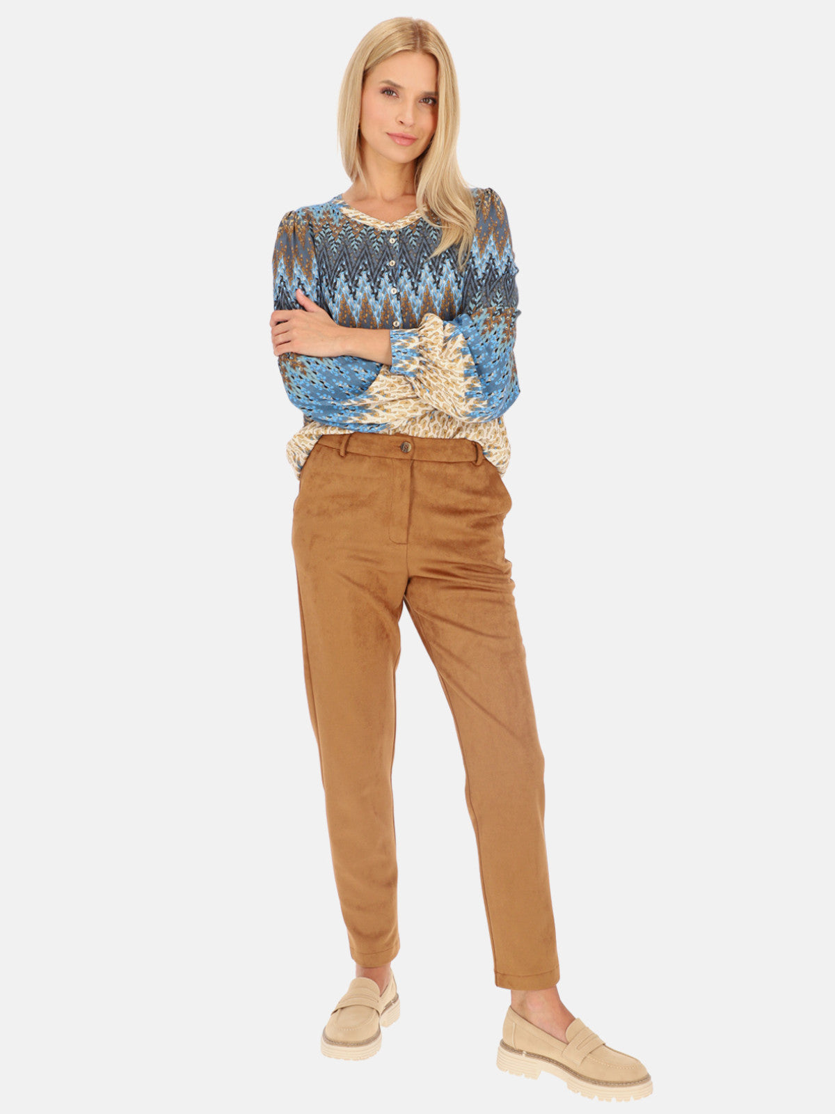 Wygodne spodnie damskie w kolorze camel Smashed Lemon 24597