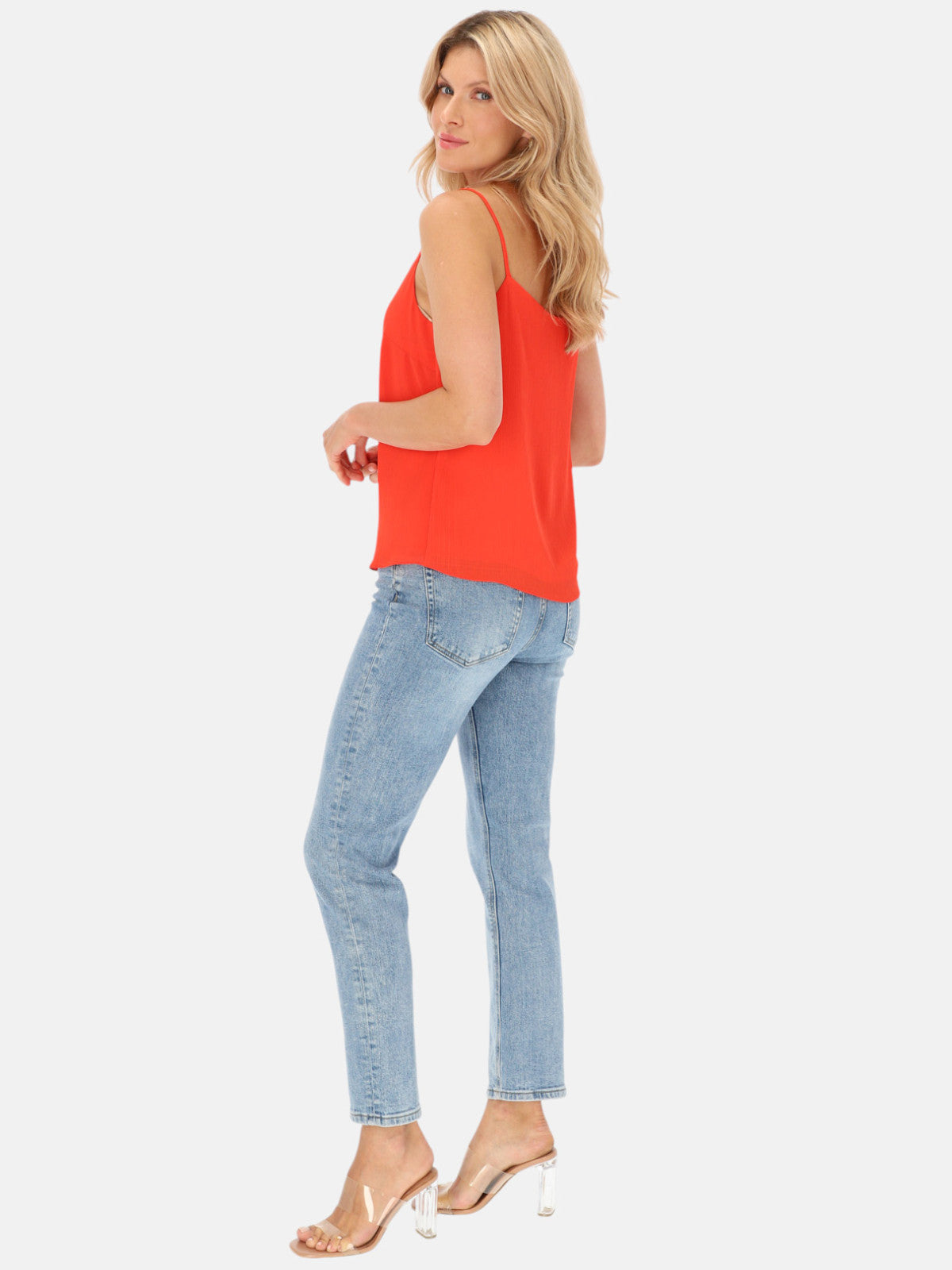 Top damski pomarańczowy na ramiączkach EyeForFashion