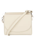 Klasyczna beżowa skórzana torebka crossbody z klapą Salvia