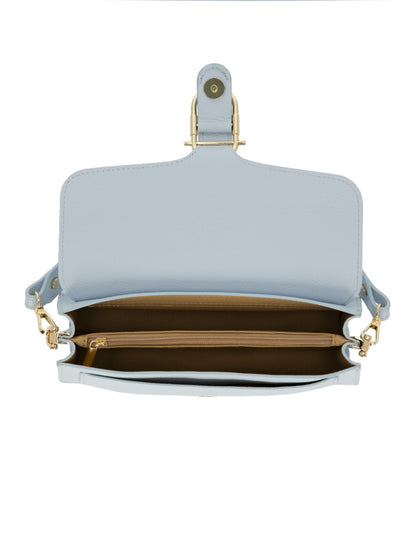 Elegancka torebka damska błękitna crossbody z klapą L’AF