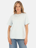 Świeży błękitny bawełniany gładki damski t-shirt basic na lato Kornelia