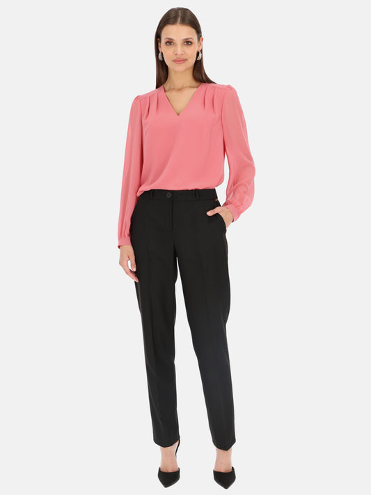 Zwiewna różowa bluzka z zakładkami Potis & Verso Kimber
