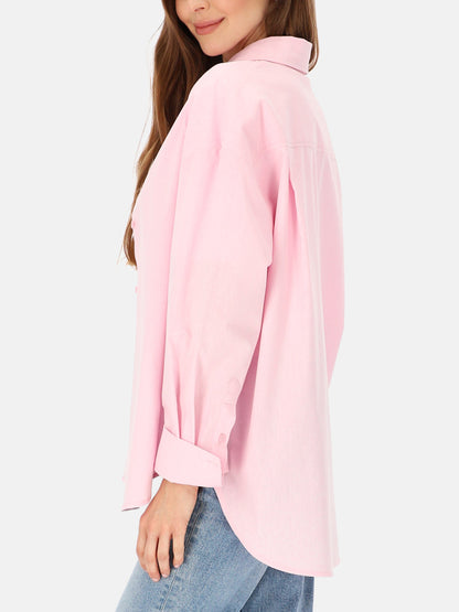 Delikatna różowa bawełniana koszula damska swobodny krój regularna Zefiryna