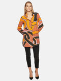Lejąca pomarańczowa wzorzysta koszula długa z długim rękawem Klementyna