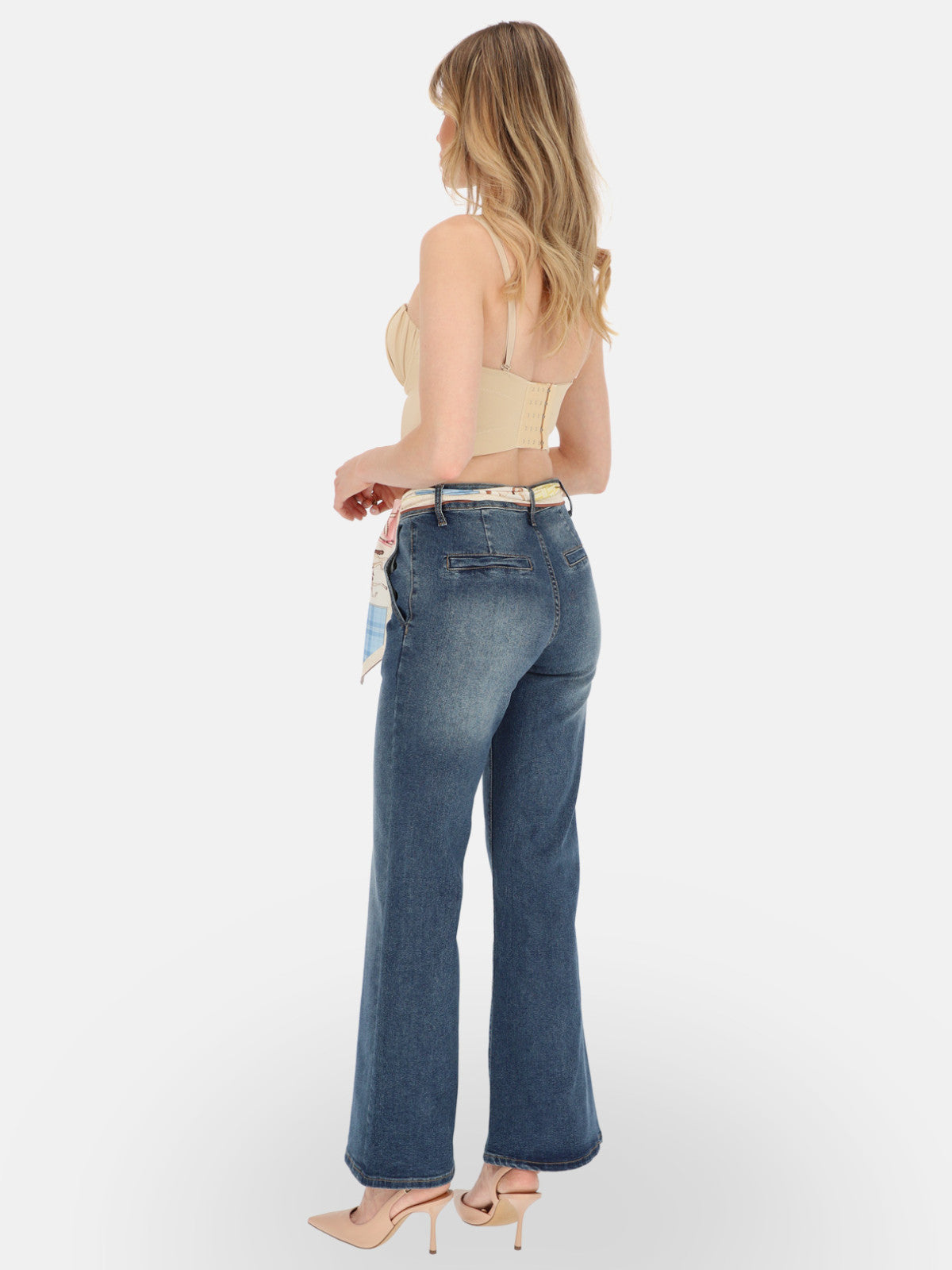 Minimalistyczny beżowy gorset top bustier na co dzień Beata