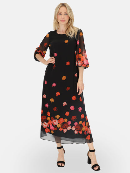 Czarna zwiewna sukienka maxi w kwiaty L'AF Pabla
