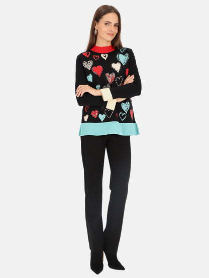 Sweter damski w kolorowe serca Tinta Eira