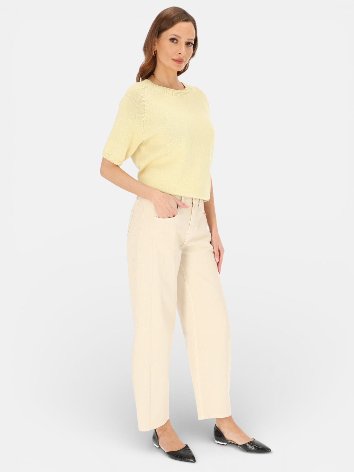 Kremowe jeansy damskie slouchy L’AF Mario