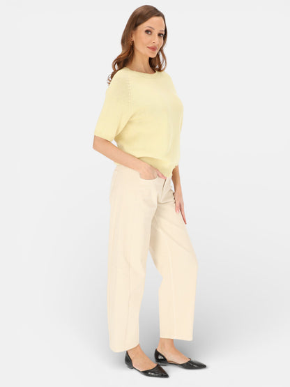 Kremowe jeansy damskie slouchy L’AF Mario