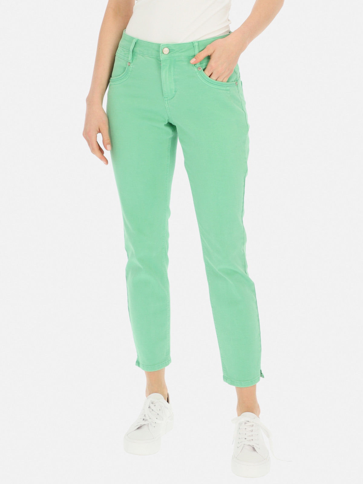 Zielone letnie jeansy damskie z rozporkami Red Button Sissy
