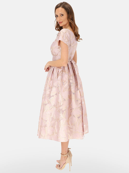 Elegancka różowa pudrowa sukienka midi L'AF Gween