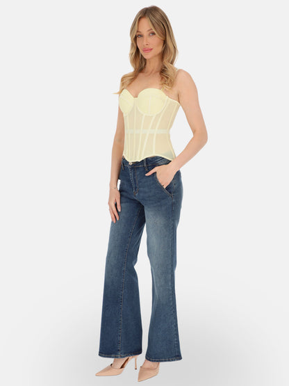 Słoneczny żółty dopasowany gorset top bustier na lato Bruna