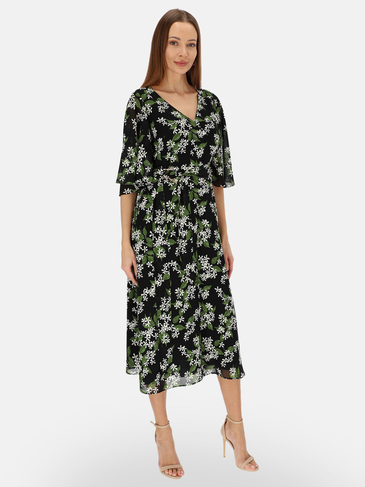 Czarna elegancka sukienka w kwiaty L’AF Jasmin