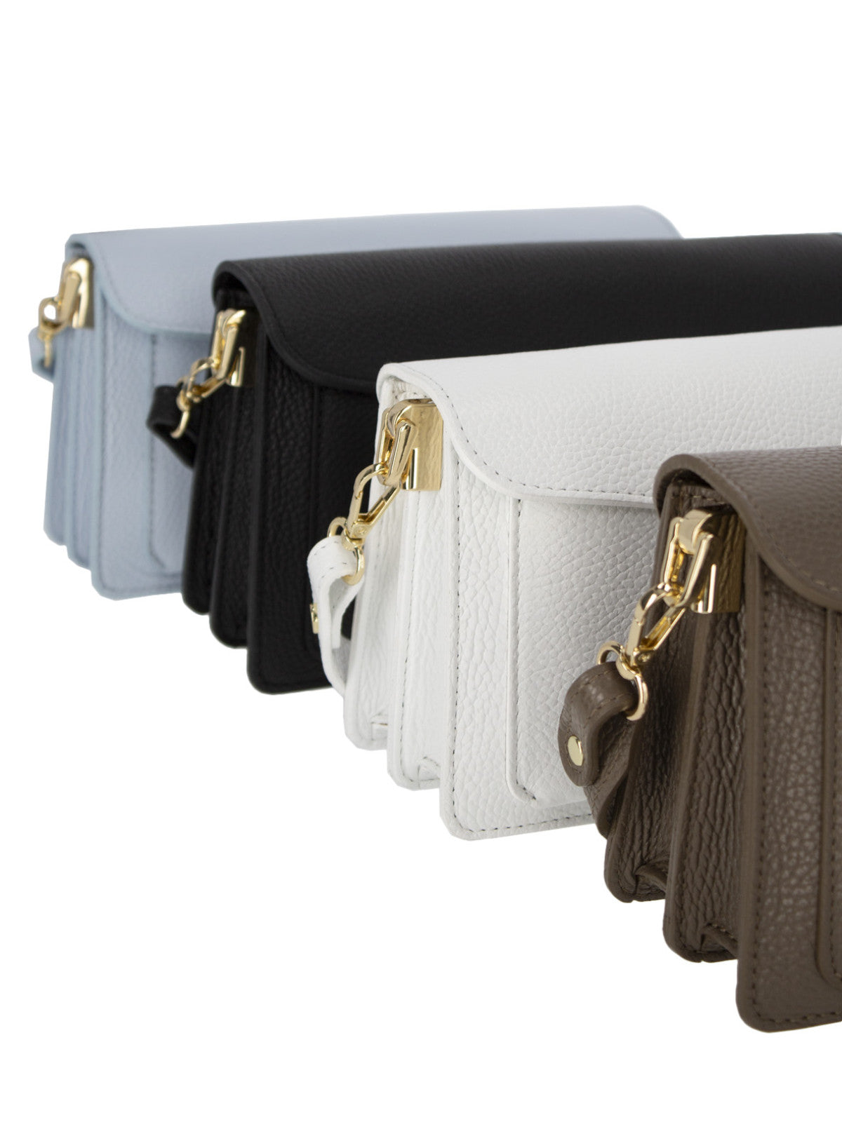 Elegancka torebka damska błękitna crossbody z klapą L’AF